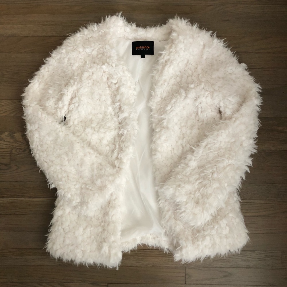 White Ambiance outerwear fuzzy jacket